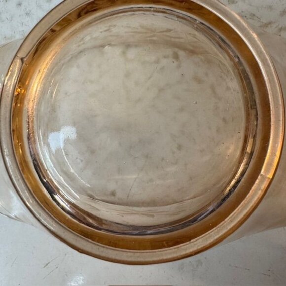 Vintage Pink Depression Glass Etched Floral Bowl With Dual Handles - Picture 4 of 7